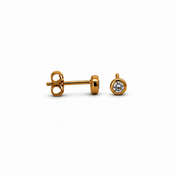 Žluté zlato náušnice zirkon 4mm na puzetu